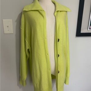 Free People Swim Too Deep Cashmere Lime Green Cardigan